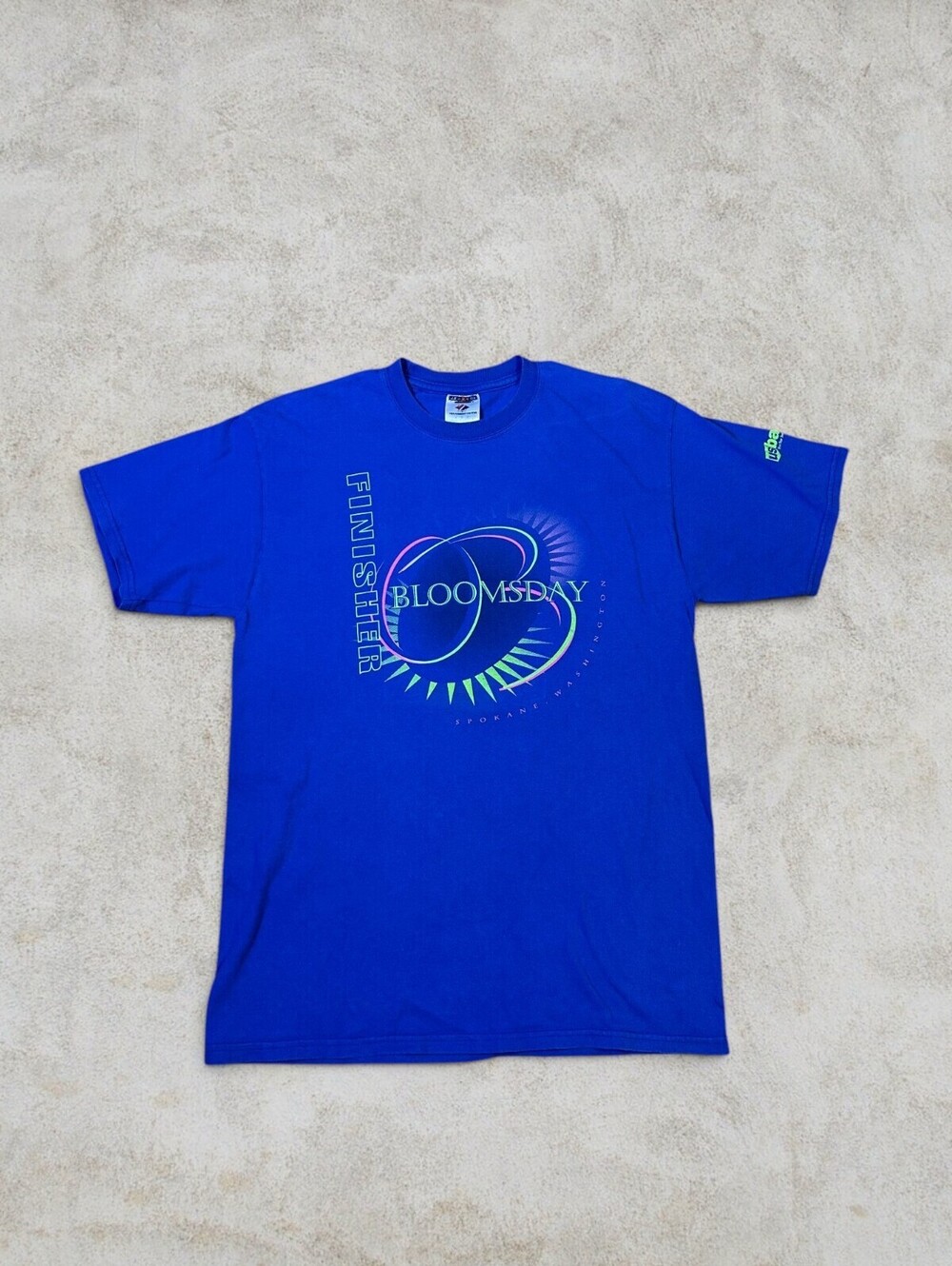 Vintage Bloomsday Marathon Spokane Graphic T Shirt Blue Jerzees Y2K Sz L - Picture 2 of 4